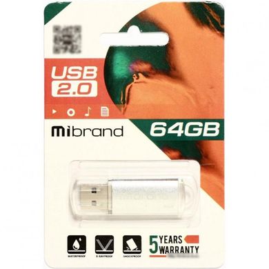 Flash пам'ять Mibrand 64GB Cougar USB 2.0 Silver (MI2.0/CU64P1S) фото