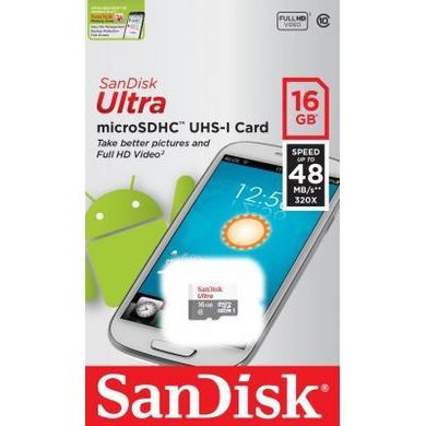 Карта памяти SanDisk 16 GB microSDHC UHS-I Ultra SDSQUNS-016G-GN3MN фото