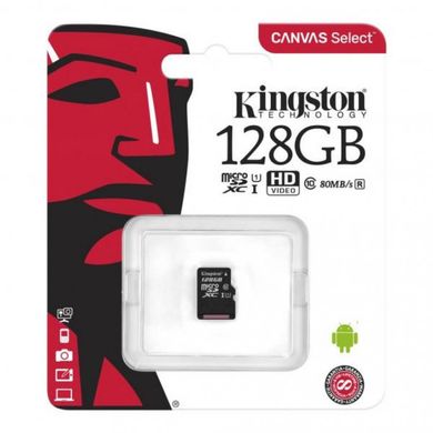 Карта памяти Kingston 128 GB microSDXC Class 10 UHS-I Canvas Select Plus SDCS2/128GBSP фото