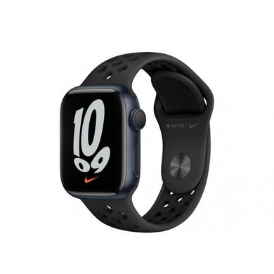 Смарт-годинник Apple Watch Nike Series 7 GPS 41mm Midnight Aluminum Case w. Anthracite/Black Nike Sport Band (MKN43) фото