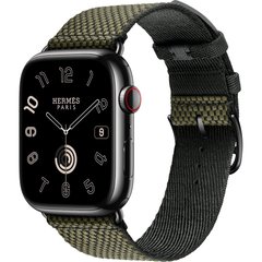 Смарт-годинник Apple Watch Hermes Series 9 GPS + Cellular, 45mm Space Black Stainless Steel Case with Vert/Noir Toile H Single Tour (MRQQ3 + MTJK3) фото