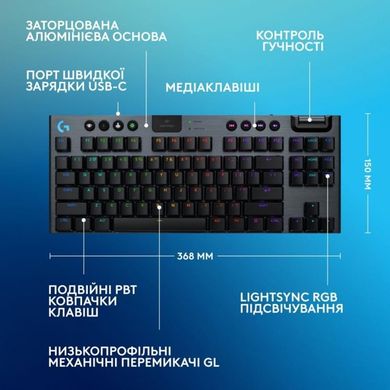 Клавіатура Logitech G915 TKL X TACTILE Black (920-012757) фото