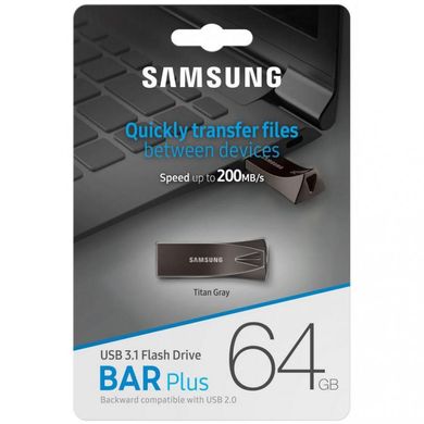 Flash память Samsung 64 GB Bar Plus Black USB 3.1 (MUF-64BE4/APC) фото