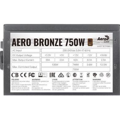 Блок живлення Aerocool Aero Bronze 750W (4710562754001) фото