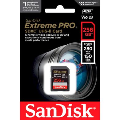 Карта пам'яті SanDisk 256 GB SDXC Extreme Pro UHS-II U3 V60 Class 10 (SDSDXEP-256G-GN4IN) фото