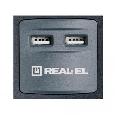 Сетевой фильтр REAL-EL RS-8F USB CHARGE 3M, BLACK (EL122300004) фото
