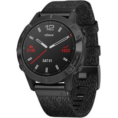 Смарт-часы Garmin Fenix 6 Sapphire Black DLC with Heathered Black Nylon Band (010-02158-17) фото