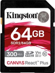 Карта памяти Kingston 64 GB SDXC Class 10 UHS-II U3 Canvas React Plus SDR2/64GB фото
