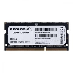 Оперативна пам'ять Prologix 4 GB SO-DIMM DDR3 1600 MHz (PRO4GB1600D3S) фото