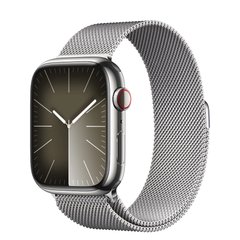 Смарт-часы Apple Watch Series 9 GPS + Cellular 41mm Silver S. Steel Case w. Silver Milanese Loop (MRJ43) фото