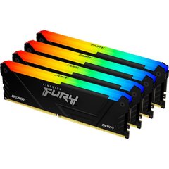 Оперативная память Kingston DDR4 128GB (4x32GB) 3200Mhz FURY Beast RGB Black (KF432C16BB2AK4/128) фото