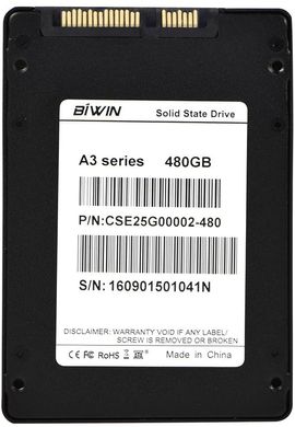 SSD накопичувач SSD BIWIN A3 480 GB (CSE25G00002-480) фото