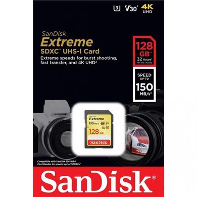 Карта памяти SanDisk 128 GB SDXC UHS-I U3 Extreme SDSDXV5-128G-GNCIN фото