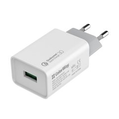 Зарядное устройство ColorWay 1 USB Quick Charge 3.0 (18W) White (CW-CHS013Q-WT) фото