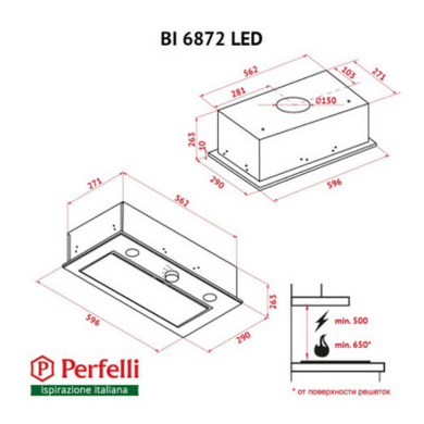Встраиваемые вытяжки Perfelli BI 6872 I LED фото