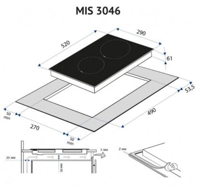 Варильні поверхні Minola MIS3046KBL фото