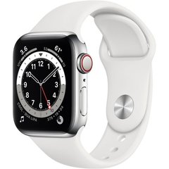 Смарт-часы Apple Watch Series 6 GPS + Cellular 40mm Silver Stainless Steel Case w. White Sport B. (M02U3) фото