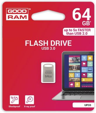 Flash пам'ять GOODRAM 64 GB UPO3 Silver USB 3.0 (UPO3-0640S0R11) фото