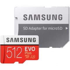 Карта памяти Samsung 512 GB microSDXC Class 10 UHS-I U3 EVO Plus + SD Adapter MB-MC512HA фото