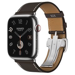 Смарт-годинник Apple Watch Hermes Series 9 GPS + Cellular, 45mm Silver Stainless Steel Case with Ebene Deployment Buckle (MRQP3 + H074198CJ46) фото