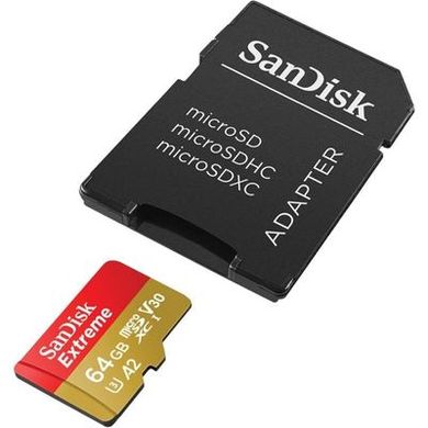 Карта пам'яті SanDisk 64 GB microSDXC UHS-I U3 Extreme A2 V30 SDSQXA2-064G-GN6GN фото