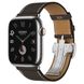 Apple Watch Hermes Series 9 GPS + Cellular, 45mm Silver Stainless Steel Case with Ebene Deployment Buckle (MRQP3 + H074198CJ46)
