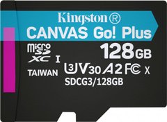 Карта памяти Kingston 128 GB microSDXC class 10 UHS-I U3 Canvas Go! Plus SDCG3/128GBSP фото