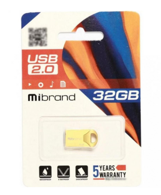Flash пам'ять Mibrand 32GB Hawk USB 2.0 Gold (MI2.0/HA32M1G) фото