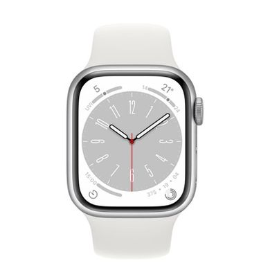 Смарт-годинник Apple Watch Series 8 LTE 41mm Silver Aluminum Case with White Sport Band (MP4E3) фото