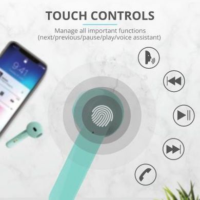 Навушники Trust Primo Touch True Wireless Mic Mint (23781) фото