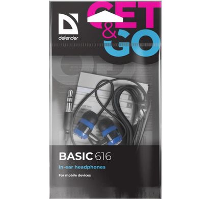 Навушники Defender Basic 616 Black/Blue (63616) фото