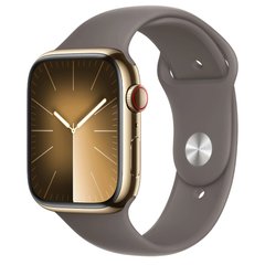Смарт-часы Apple Watch Series 9 GPS + Cellular 45mm Gold S. Steel Case w. Clay Sport Band - M/L (MRMT3) фото
