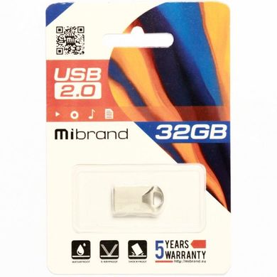 Flash пам'ять Mibrand 32GB Hawk USB 2.0 Silver (MI2.0/HA32M1S) фото