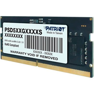Оперативна пам'ять PATRIOT 8 GB SO-DIMM DDR5 4800 MHz (PSD58G480041S) фото
