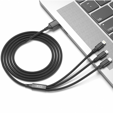 Кабель USB XO NB173 3in1 2.4A 1.2m Black фото