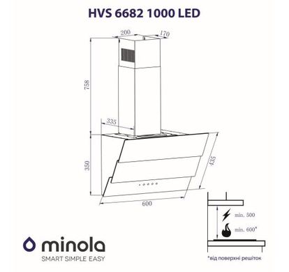 Витяжки Minola HVS 6682 BL 1000 LED фото