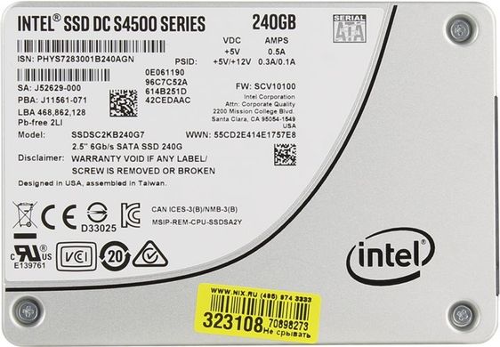 SSD накопичувач Intel DC S4500 240 GB (SSDSC2KB240G701) фото