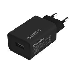 Зарядное устройство ColorWay 1USB Quick Charge 3.0 (18W) + Lightning Black (CW-CHS013QCL-BK) фото