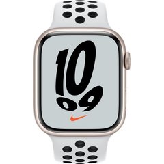Смарт-годинник Apple Watch Nike Series 7 GPS 45mm Starlight Aluminum Case w. Pure Platinum/Black Nike Sport Band (MKNA3) фото