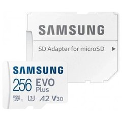 Карта памяти Samsung 256 GB microSDXC Class 10 UHS-I U3 V30 A2 EVO Plus + SD Adapter MB-MC256KA фото
