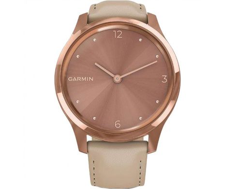 Смарт-годинник Garmin Vivomove Luxe 18K Rose Gold PVD Stainless Steel w. Light Sand Italian Leather B. (010-02241-01) фото