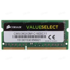 Оперативна пам'ять Corsair 8 GB SO-DIMM DDR3L 1600 MHz Value Select (CMSO8GX3M1C1600C11) фото
