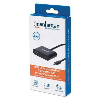 Кабелі та перехідники Manhattan USB-C to DisplayPort Converter with PD Port (153447) фото