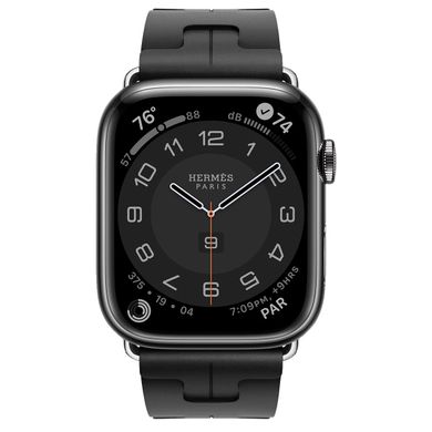Смарт-часы Apple Watch Hermes Series 9 GPS + Cellular 45mm Space Black Stainless Steel Case with Noir Kilim Single Tour (MRQQ3+MTHX3) фото
