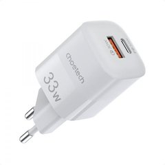 Зарядний пристрій Choetech GaN USB-A/USB-C 33W QC3.0/PD/PPS (PD5006-EU-WH) фото