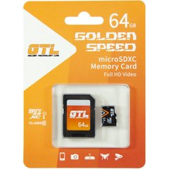 Карта памяти GTL 64 GB microSDXC UHS-I U1 + SD adapter (GTL-64-Micro) фото