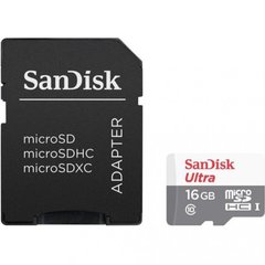 Карты памяти SanDisk 16 GB microSDHC UHS-I Ultra + SD adapter SDSQUNS-016G-GN3MA