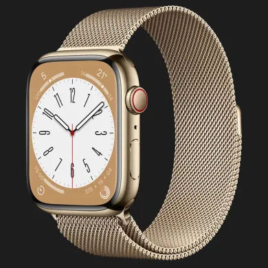 Смарт-годинник Apple Watch Series 8 GPS + Cellular 41mm Gold S. Steel Case w. Milanese Loop Gold (MNJE3/MNJF3) фото