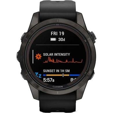 Смарт-часы Garmin Fenix 7S Pro Solar Carbon Gray with Black Silicone (010-02776-54) фото