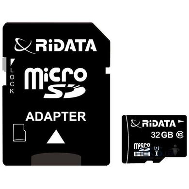 Карта памяти RiData 32 GB microSDHC class 10 UHS-I + SD Adapter FF962262 фото